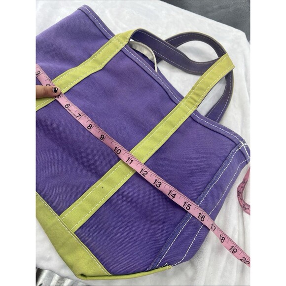 Vintage LL Bean Boat and Tote Bag USA Made Canvas 90s Purple Green Zip - Picture 11 of 12